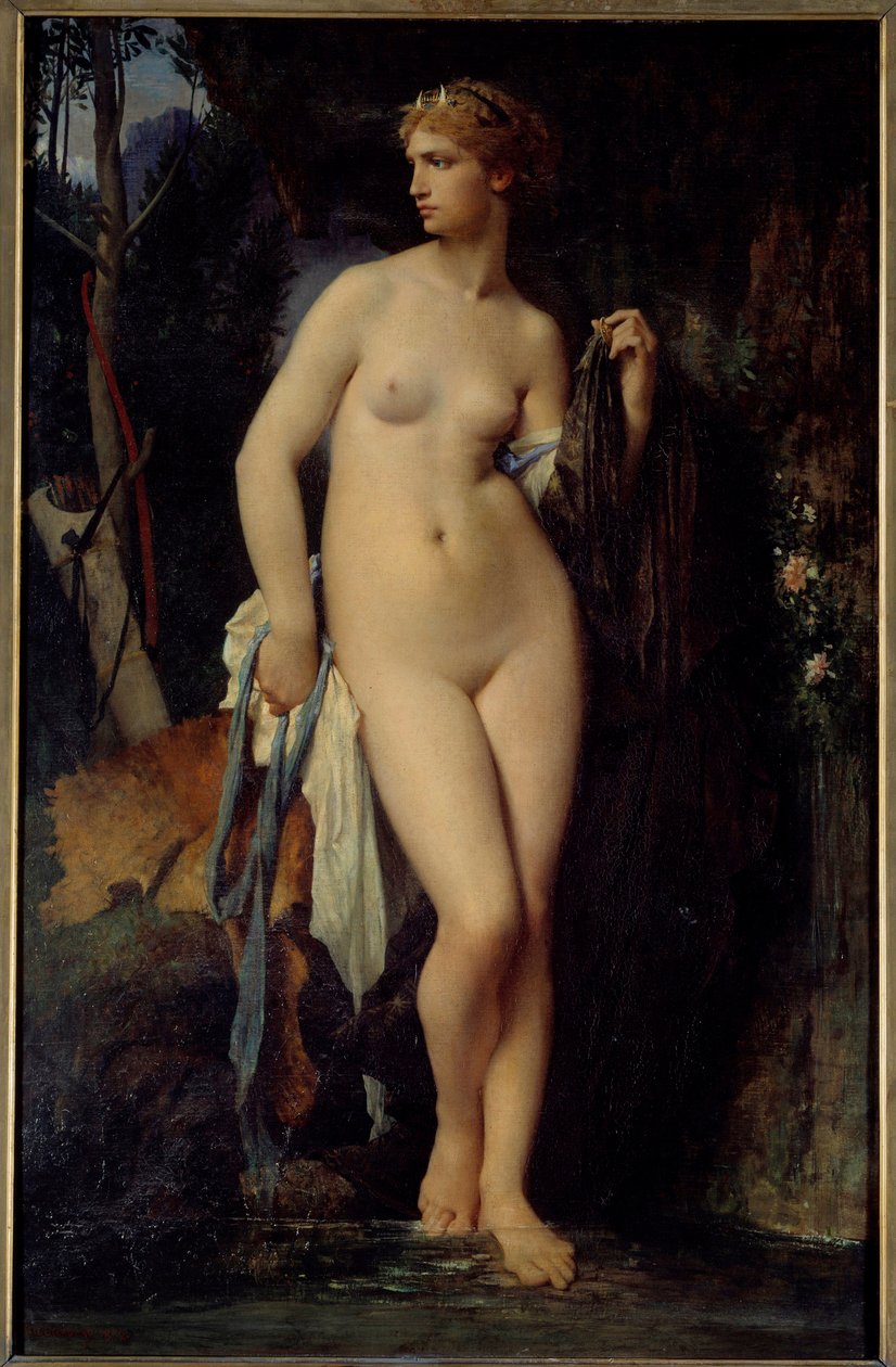 Obraz Diane od Julese Elie Delaunaye (1828-1891) 1872 Ne. 1,47x0,94 m Paříž, musee d