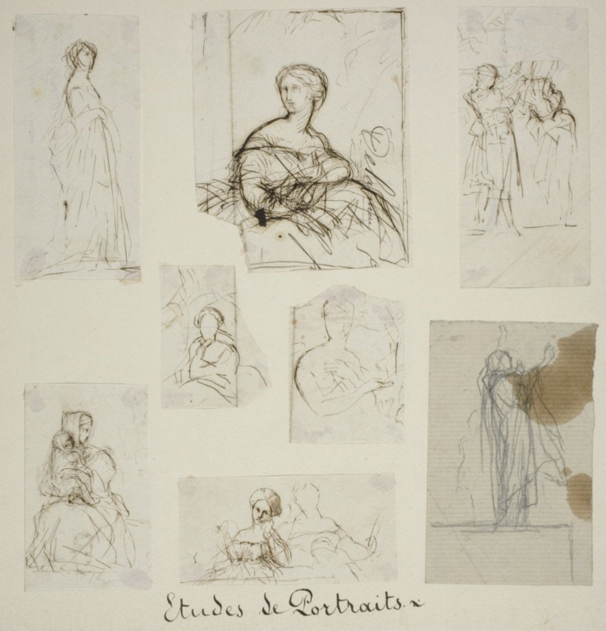 Skupina portrétních a kompozičních studií od Jules Elie Delaunay