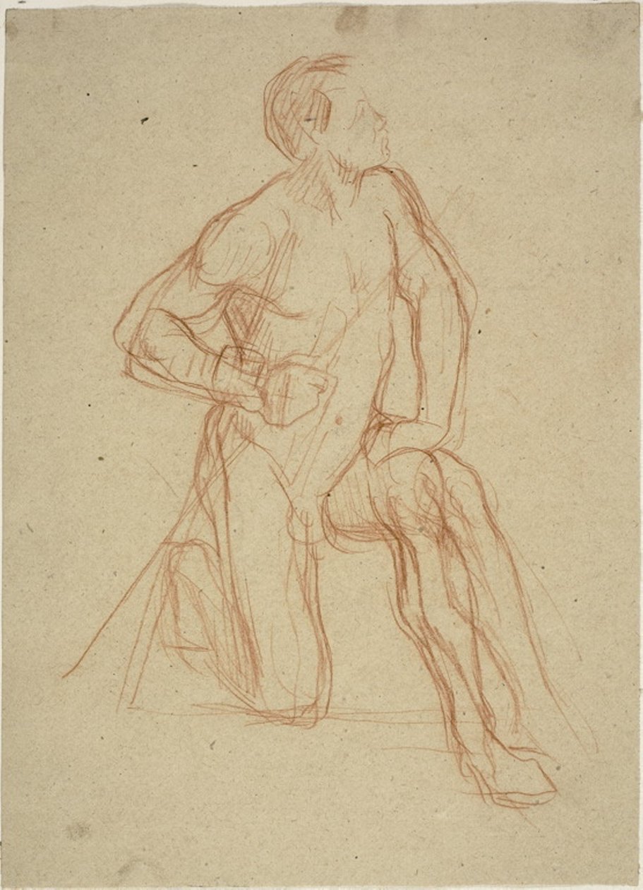Mužská postava klečící od Jules Elie Delaunay