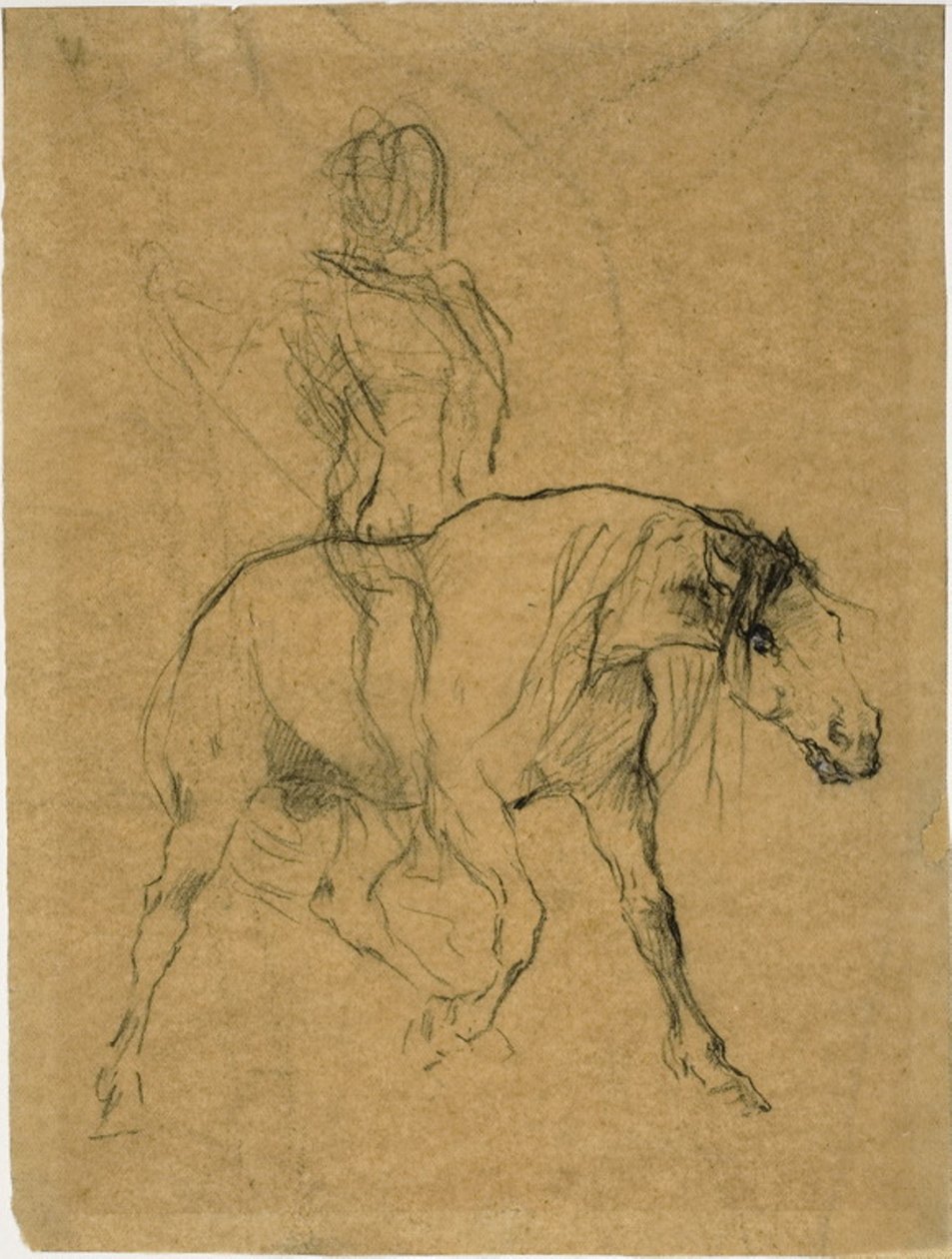 Studie koně a jezdce od Jules Elie Delaunay