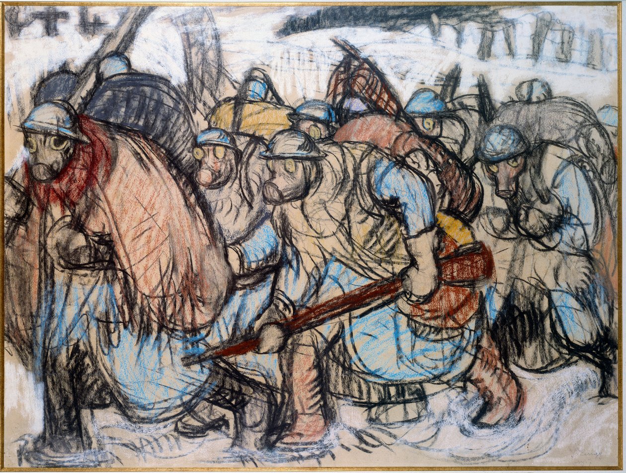 První světová válka: "" Vojáci s plynovou maskou "". Zingg, Jules Emile (1882-1942) od Jules Emile Zingg