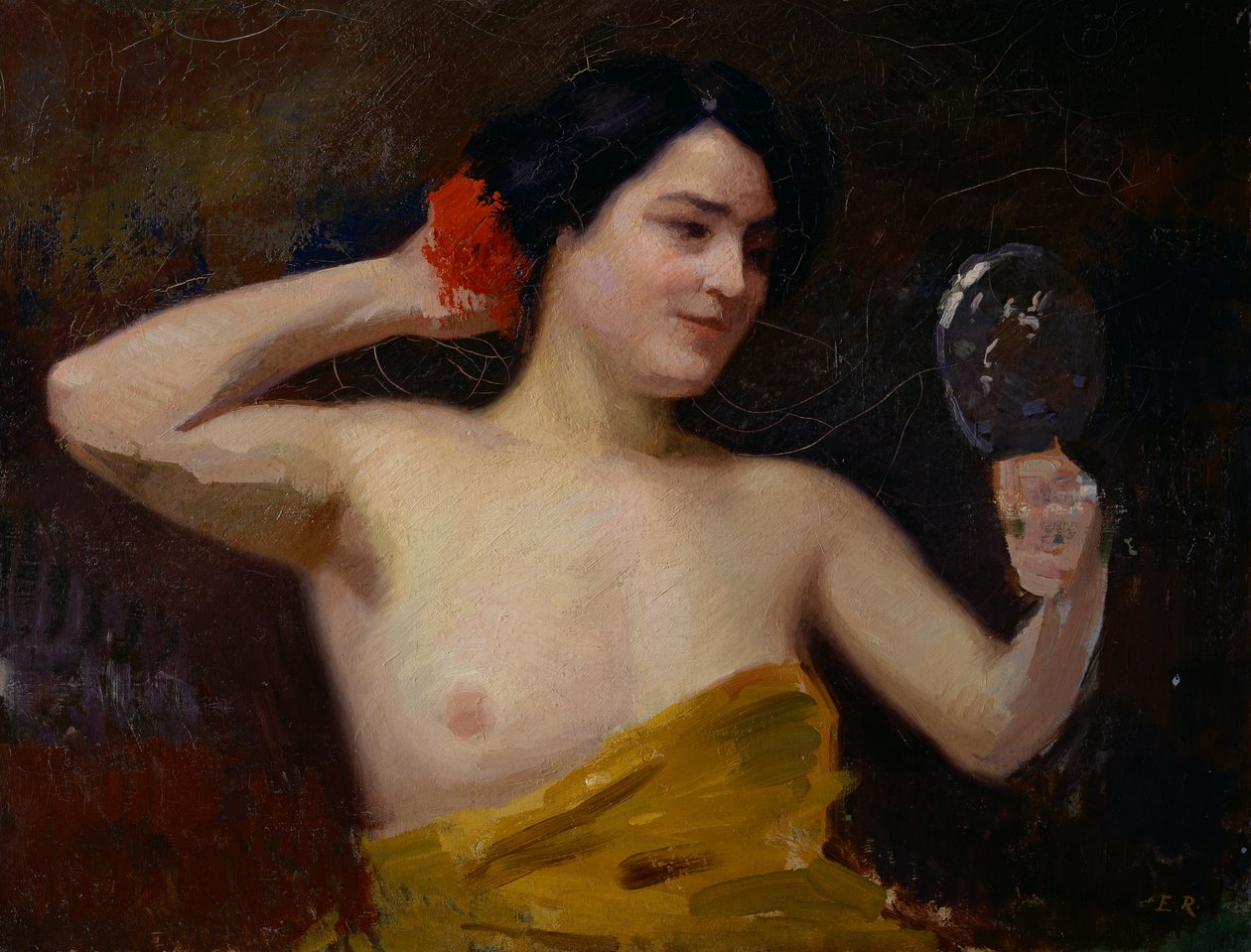Ženský akt (žena se zrcadlem) od Jules Ernest Renoux