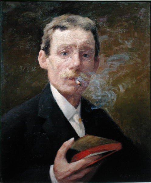 Autoportrét, kouření (zelená ložnice) 1919 od Jules Ernest Renoux