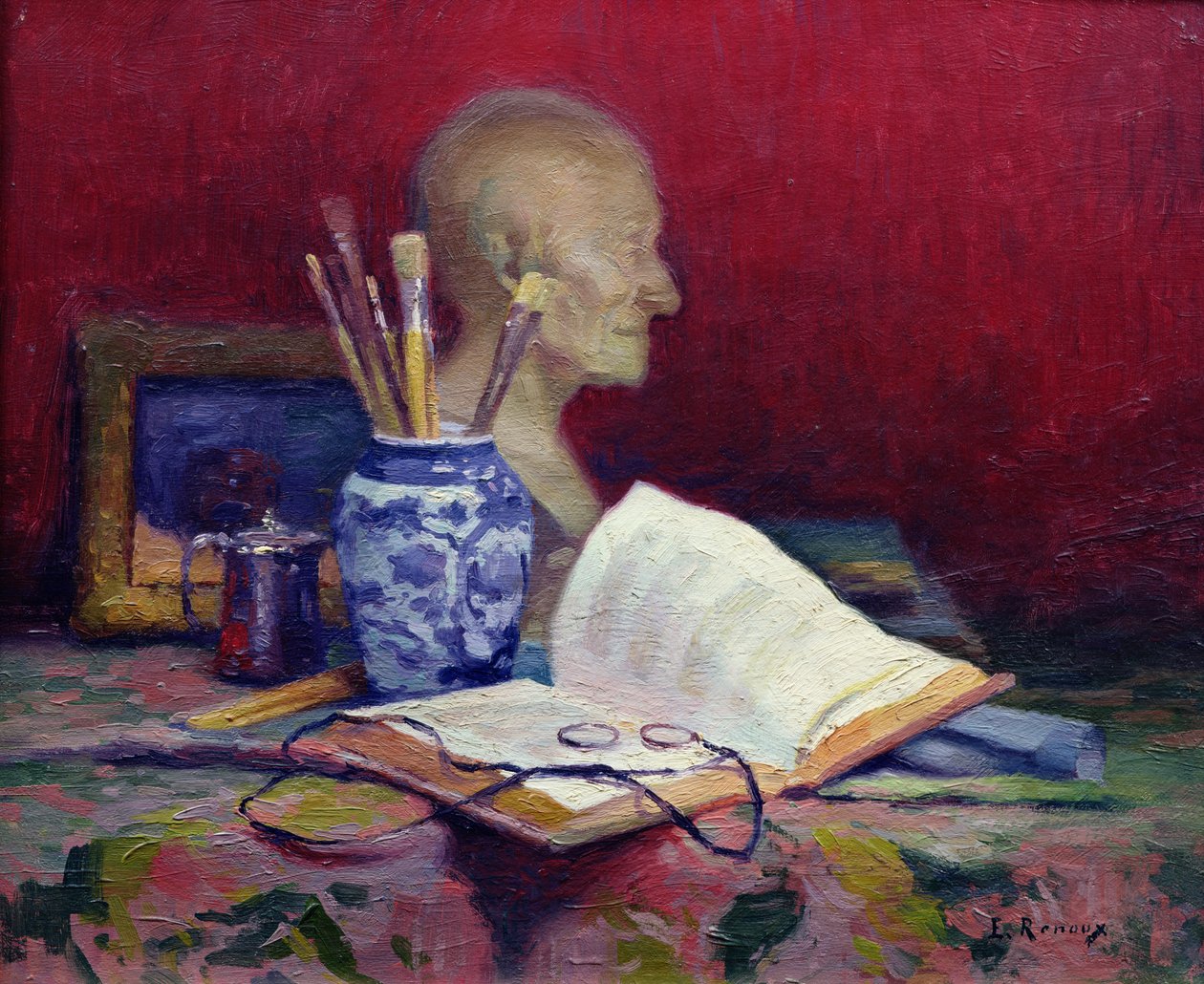 Zátiší s hlavou Voltaira od Jules Ernest Renoux