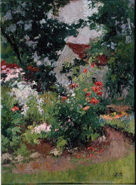 Studio v Romeny, dům a zahrada (jídelna) od Jules Ernest Renoux