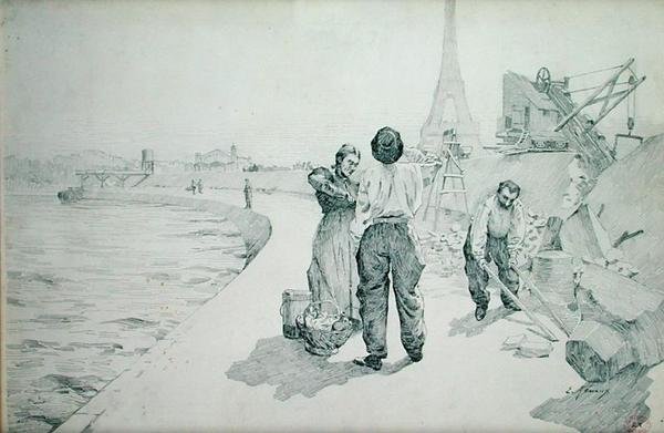 Pohled na břehy Seiny, Paříž od Jules Ernest Renoux