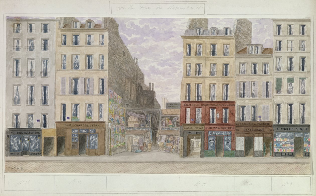 č. 8 až č. 16 rue du Four, Paříž, Francie, 1893 (wc na papíře) od Jules Gaildrau