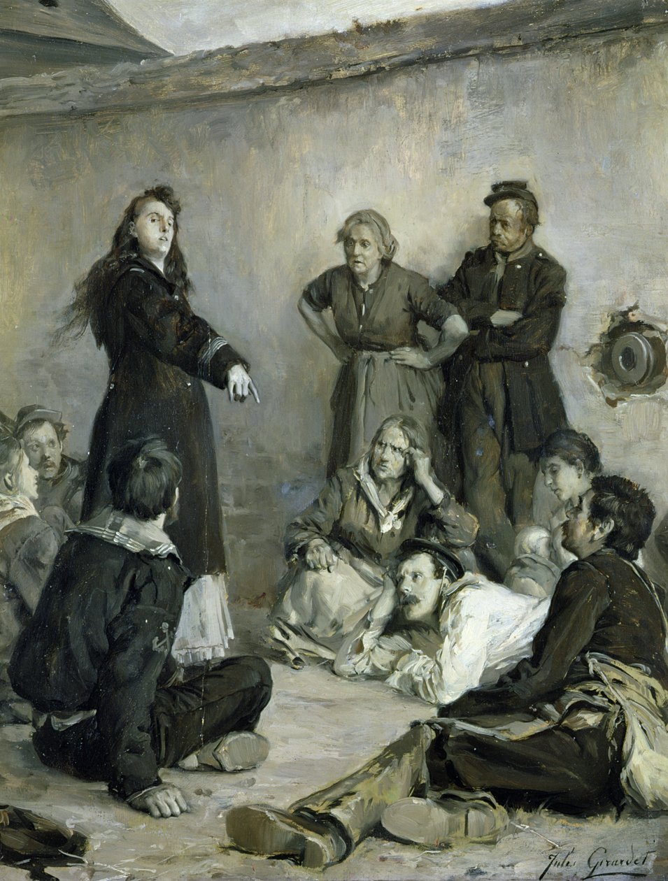 Louise Michel (1830-1905) Talking to Communards (olej na plátně) od Jules Girardet