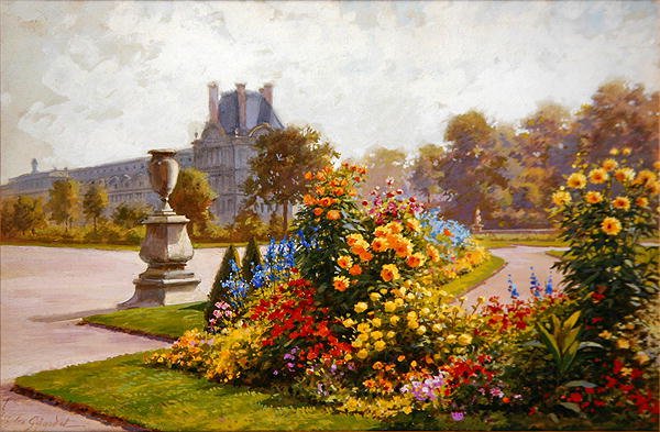 Zahrady Tuileries, Paříž (akvarel a tělová barva na papíře) od Jules Girardet