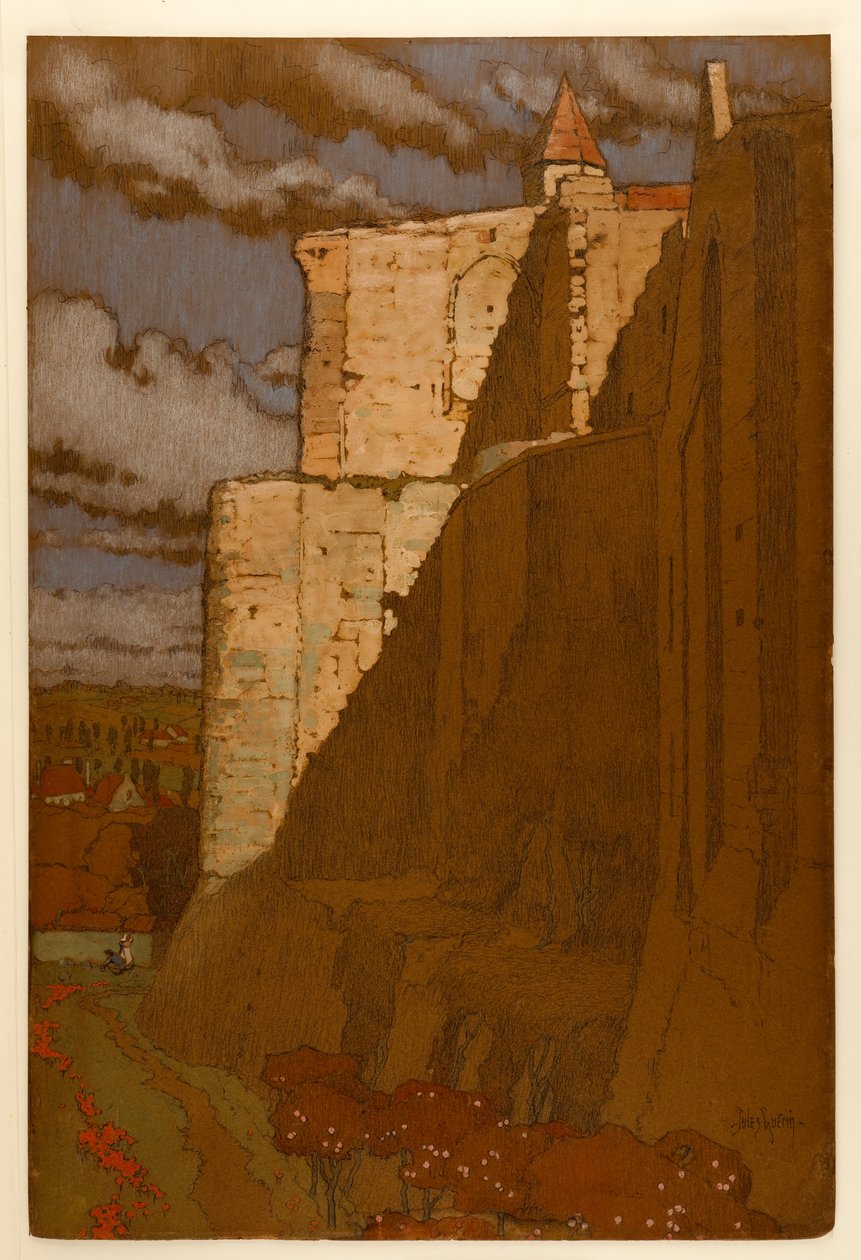 Chateau of Loches: Wall of Enceinte a Top of Tour Ronde od Jules Guerin