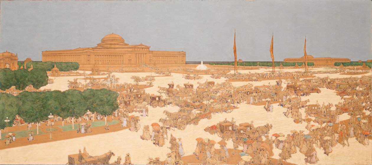 Obraz od Julese Guerina z Proposed Plaza na Michigan Avenue (akvarel) od Jules Guerin