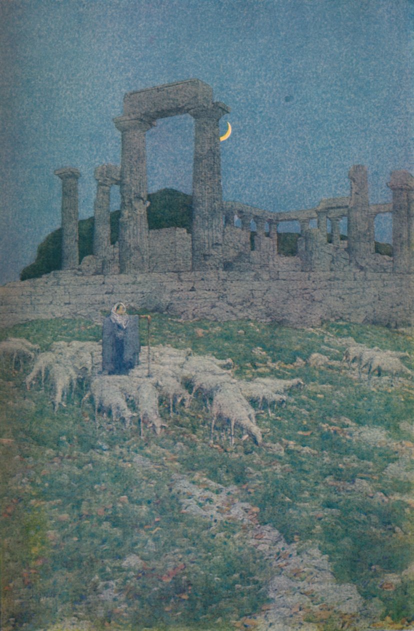 Chrám Poseidona a Athény nebo Aegina, 1913 od Jules Guerin