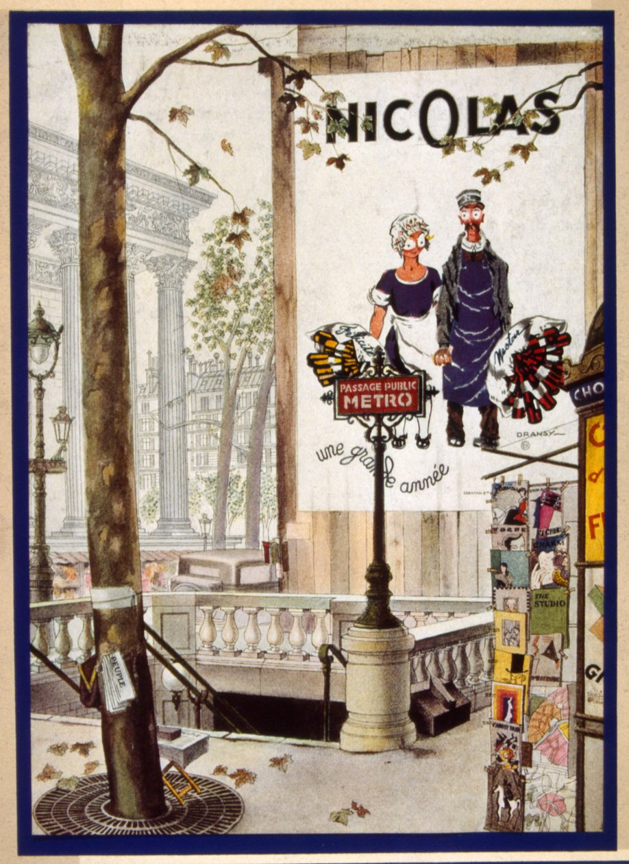 Francouzský plakát zobrazující fiktivního doručovatele "Nectar" 1931 od Jules Isnard Dransy