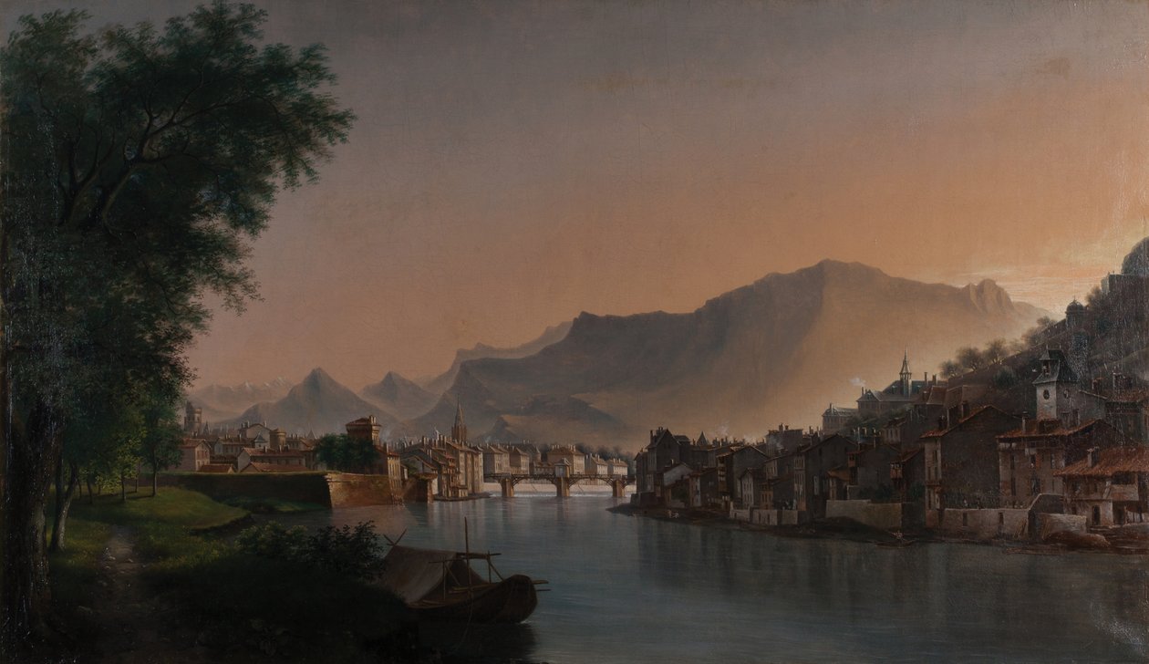 Pohled na Grenoble v 19. století (olej na plátně) od Jules Jean Baptiste Guedy