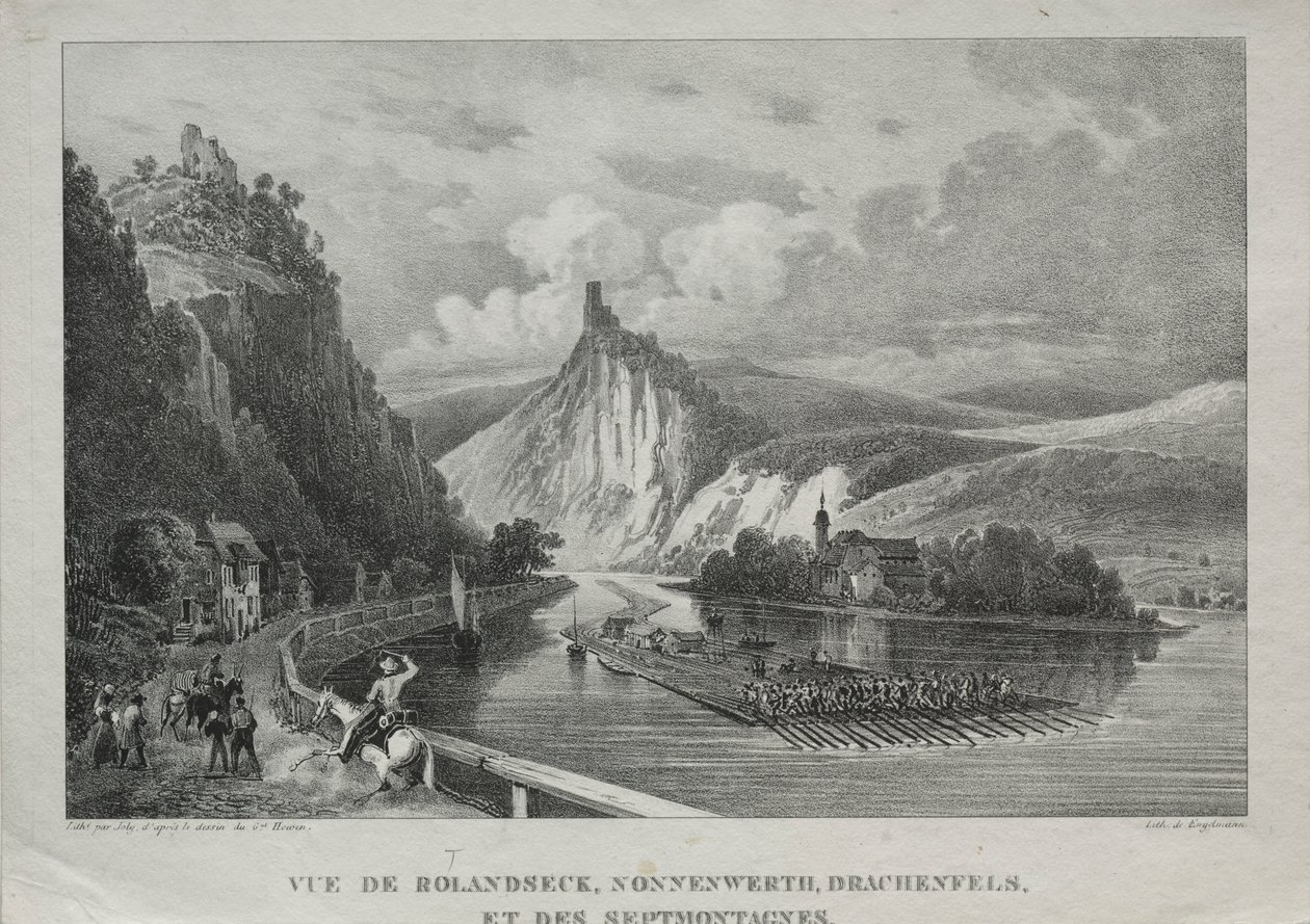 Pohled na Rolandseck, Nonnenwerth, Drachenfels a Siebenbirge. od Jules Jean Baptiste de Joly