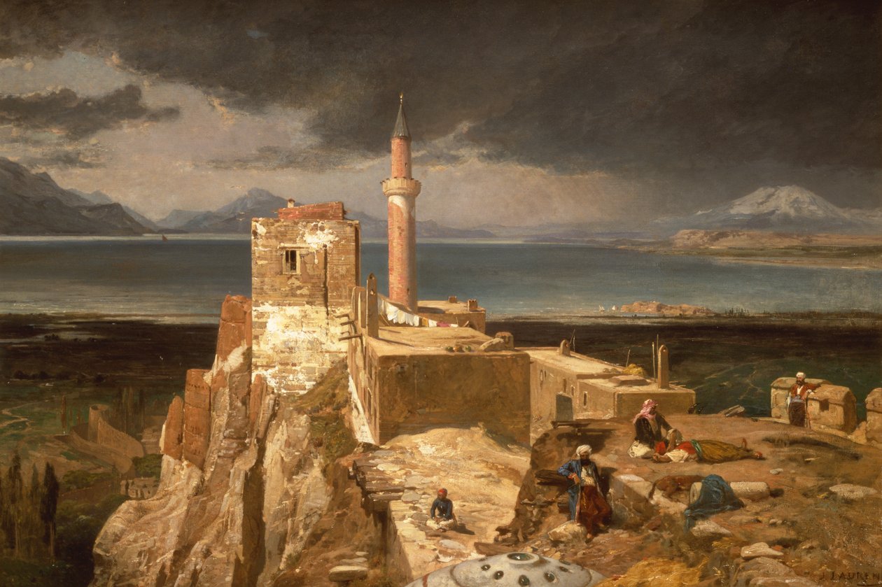 Jezero a pevnost Van, Arménie (olej na plátně) od Jules Joseph Augustin Laurens