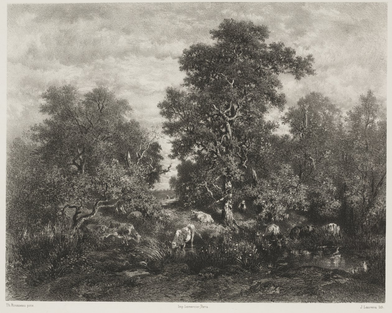 Rybník podle Théodora Rousseaua (1812-67) od Jules Joseph Augustin Laurens