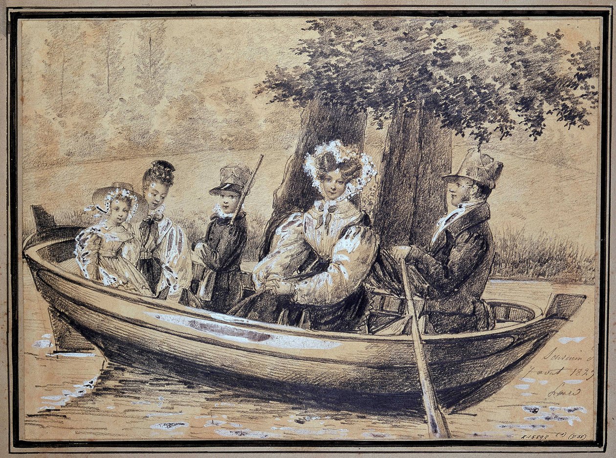 Rodina Ségurů (hrabě, hraběnka a jejich děti) lodí - od J.H. Laure, srpen 1829 od Jules Laure