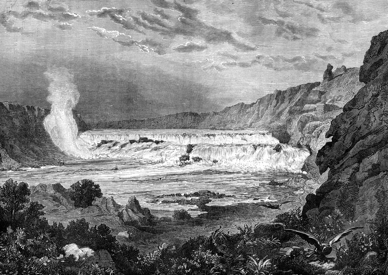 Grand Falls, řeka Missouri, USA, 19. století. od Jules Laurens