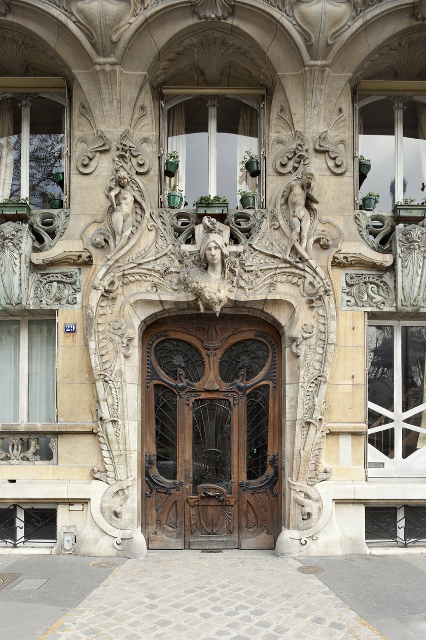 Vstupní dveře do 29 avenue Rapp v 7. pařížském obvodu, secesní architektura od Jules Lavirotte