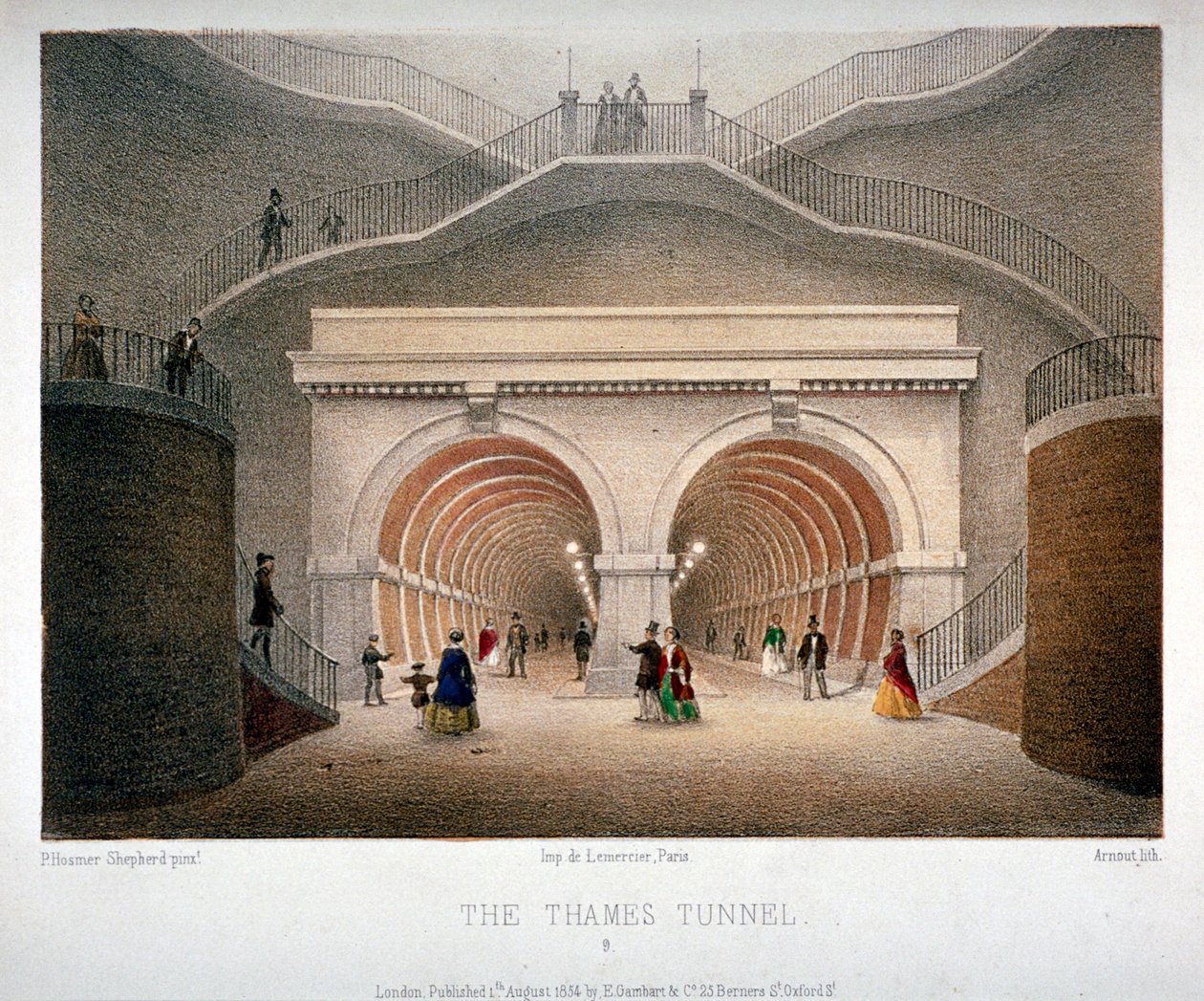 Pohled na vchod do Thames Tunnel, Londýn, 1854 od Jules Louis Arnout