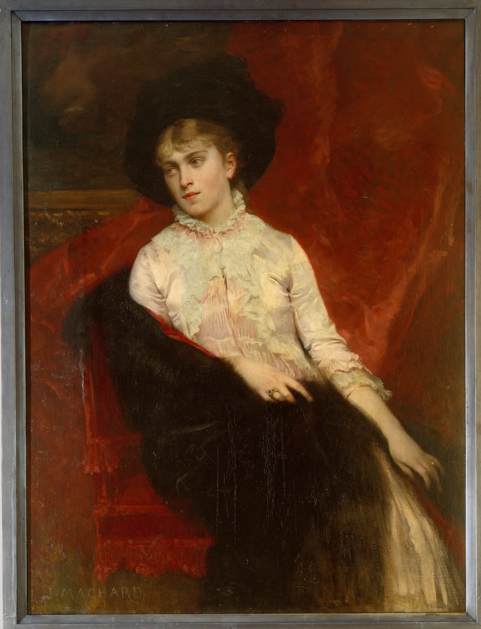 Portrét Jeanine Dumas Davy de la Pailleterie (1867-1943), dcera Alexandra Dumase, syn a manželka Ernesta Hauterive Malba Julese Louise Macharda (1839-1900) Villers Cotterets z 19. století. Muzeum Alexandra Dumase od Jules Louis Machard