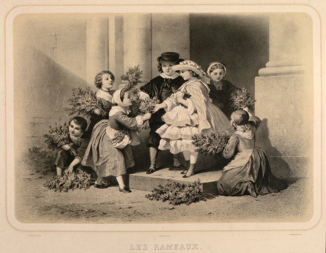 Květná neděle, ryl J. Champagne od Jules Marie Desandre