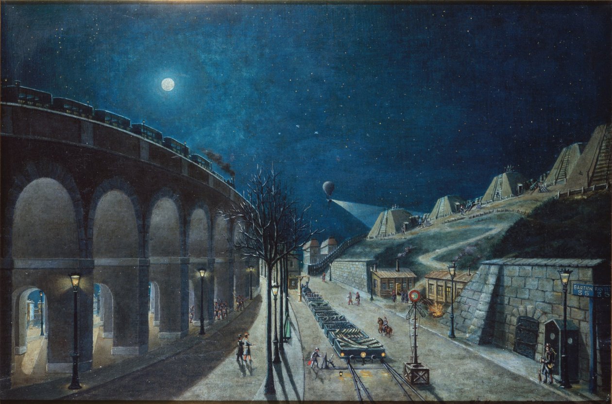 Viadukt Point-du-Jour a bašta 35, březen 1870 od Jules Mary