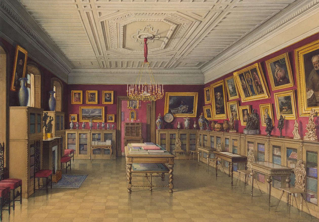 Palác Stroganov v Petrohradě. Knihovna, 1865 od Jules Mayblum