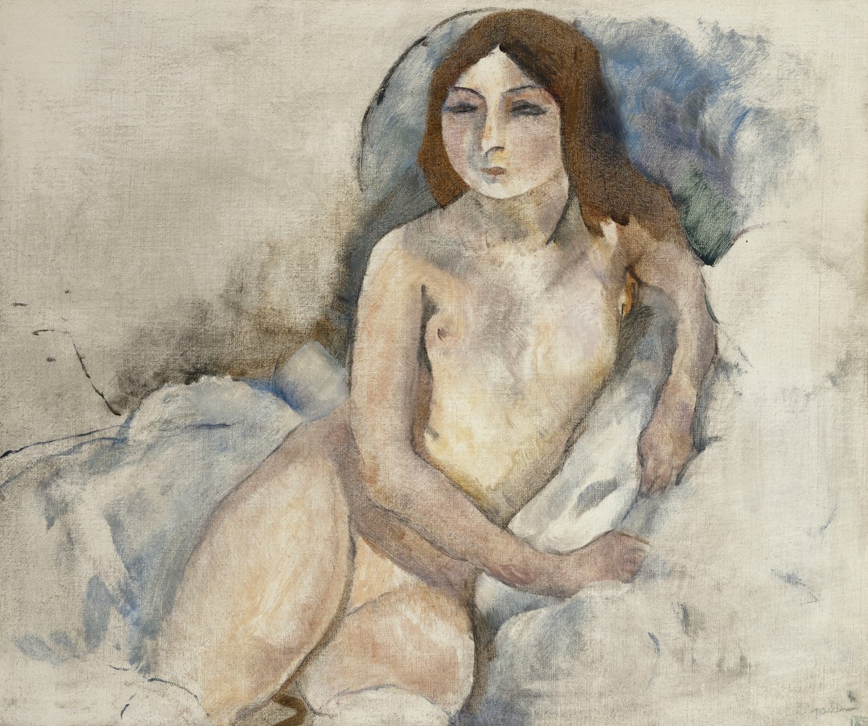 Blondýnka Pózování; Blond dívka pózuje, 1912 od Jules Pascin