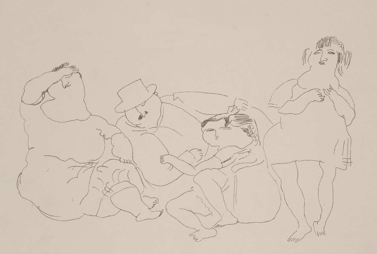 Rodina, kolem 1923-25 (litho) od Jules Pascin