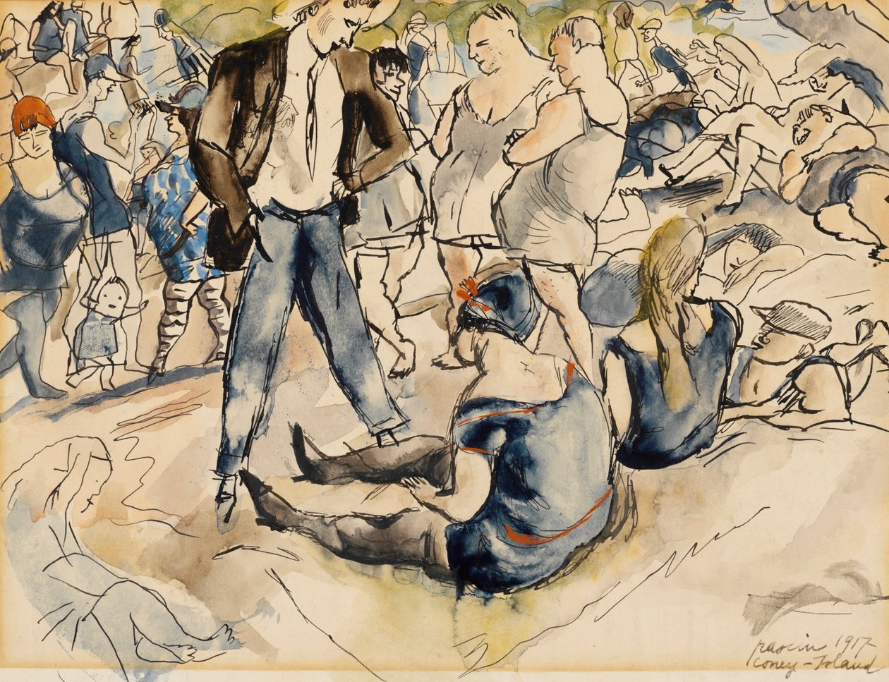 Postavy na pláži, Coney Island od Jules Pascin