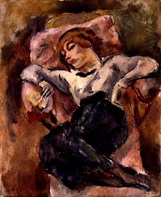 Hermine David Spící, kolem roku 1916 (olej na plátně) od Jules Pascin