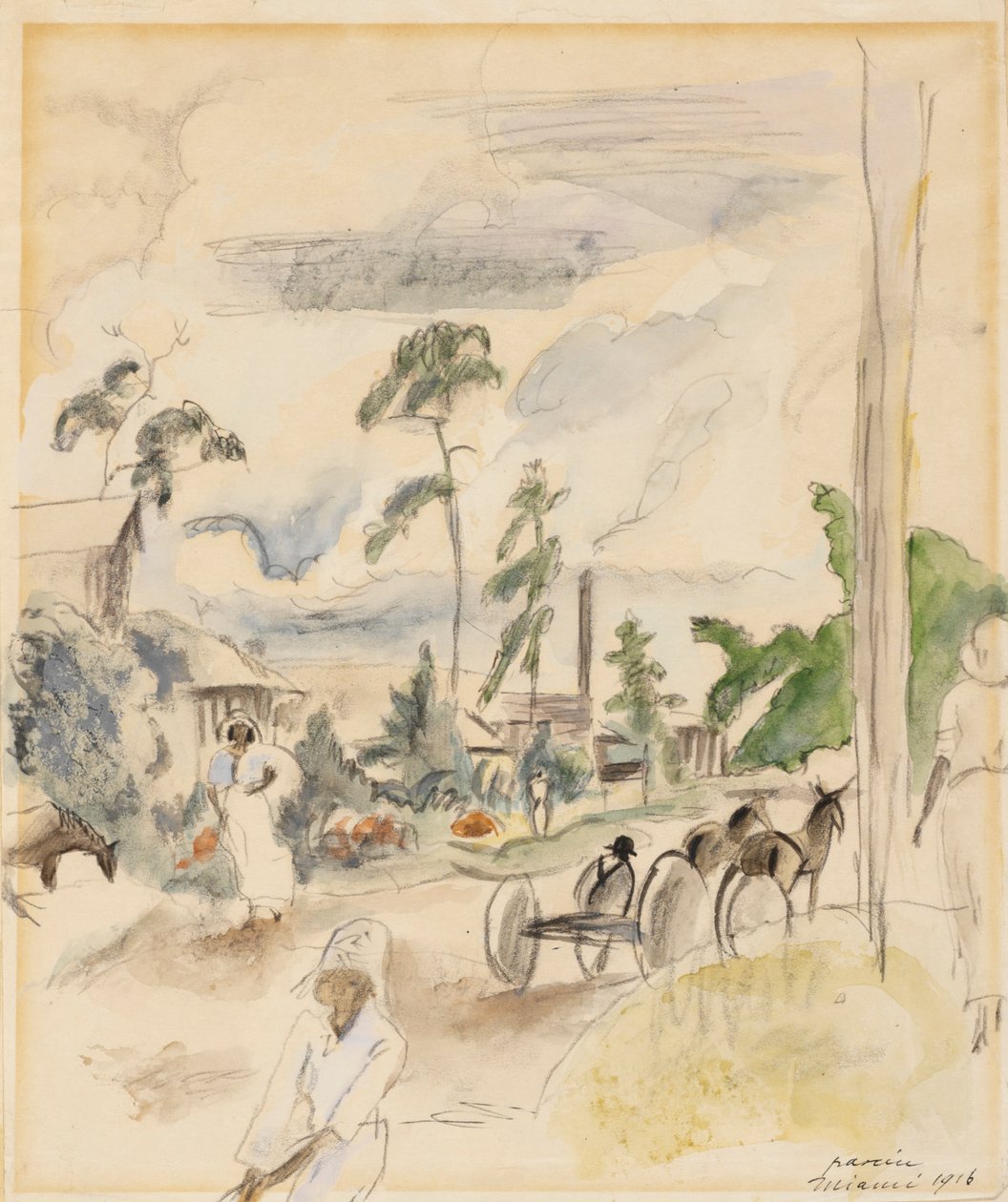 Krajina s postavami, Miami od Jules Pascin