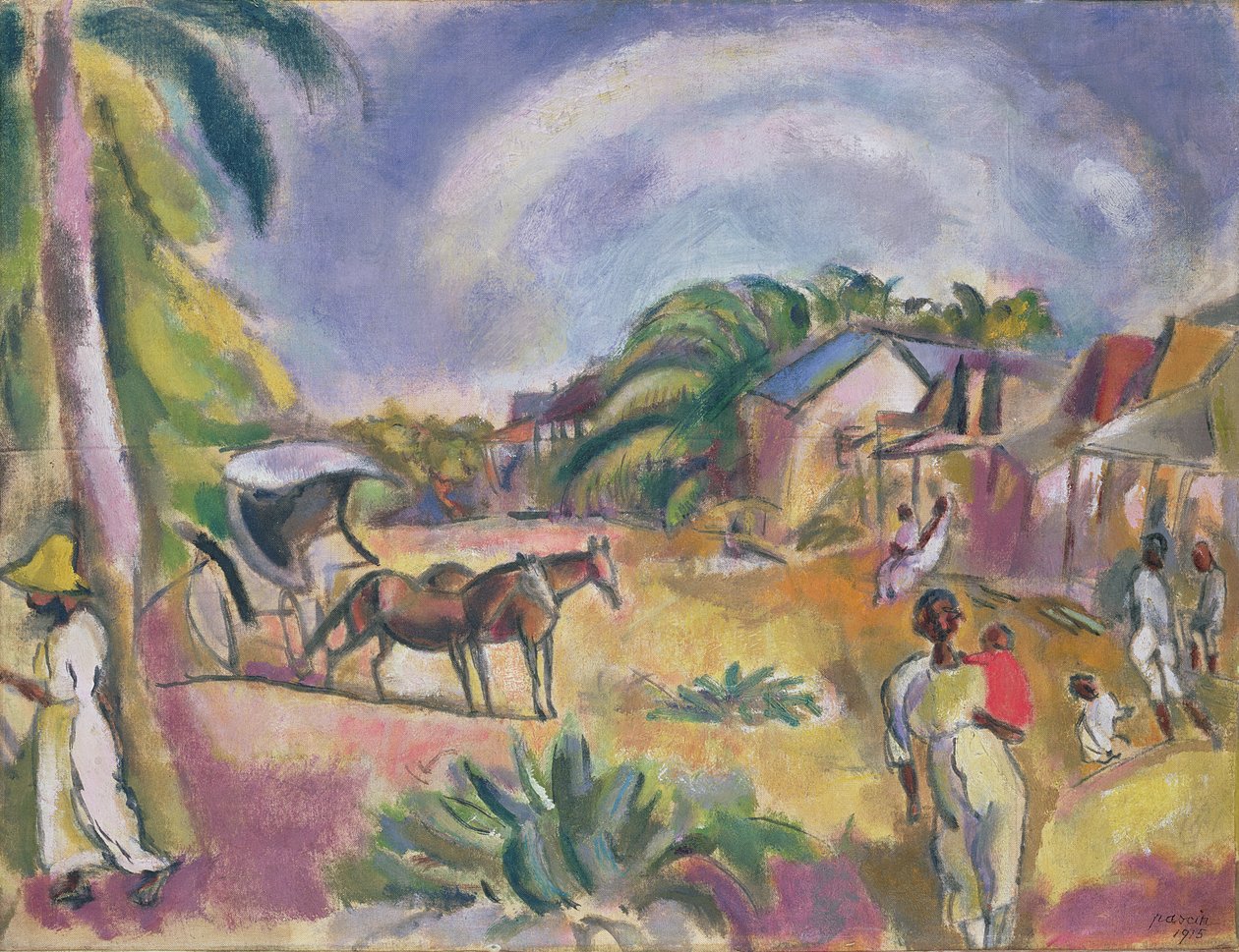 Krajina s figurami a kočárem, 1915 od Jules Pascin