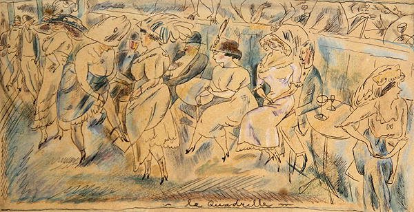 Le Quadrille (pero a inkoust na papíře) od Jules Pascin