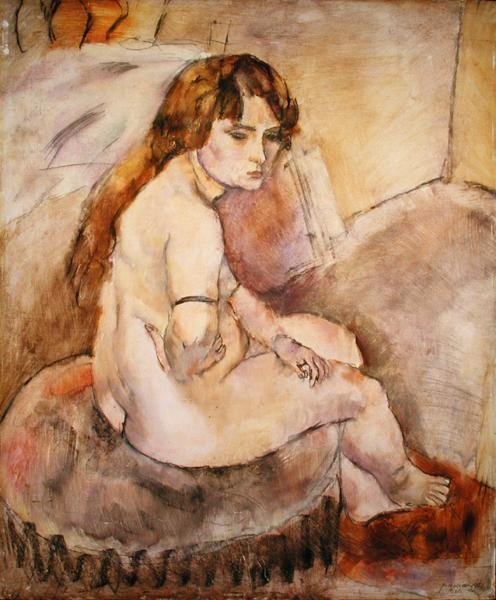 Nahá sedí na Hassock od Jules Pascin