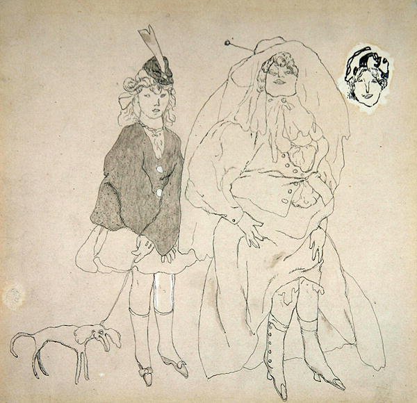 Personnages, cca 1906 (pero a inkoust a pero na papíře) od Jules Pascin