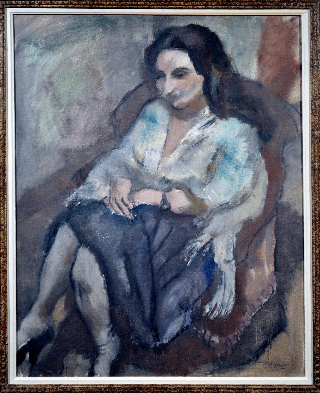Portrét Andree. Portrét sedící ženy. Malba Julese Pascina (1885-1930) od Jules Pascin