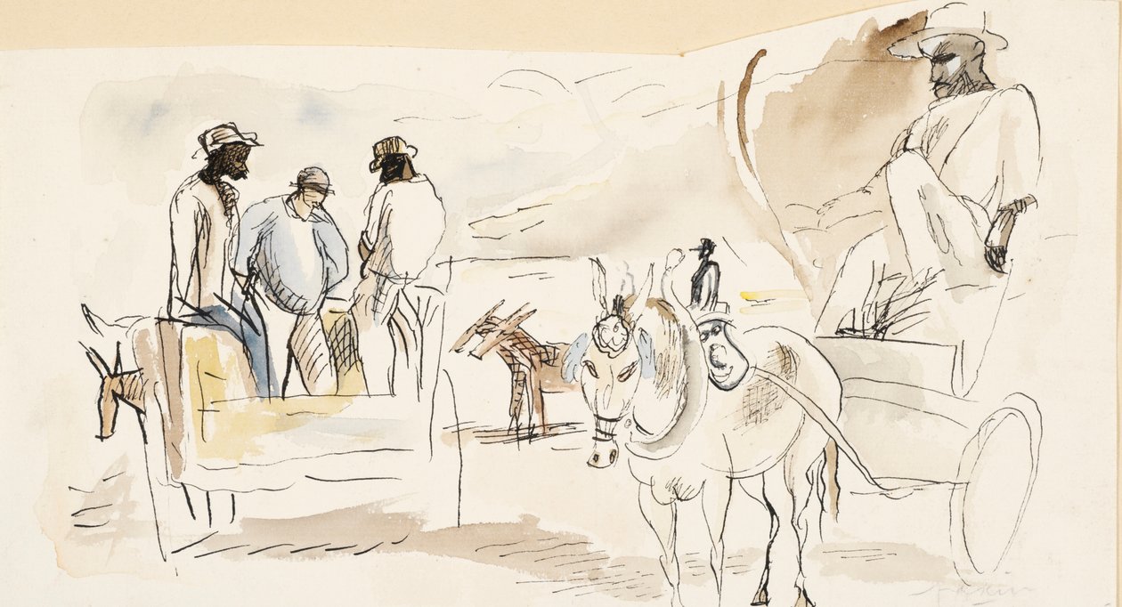 Otroci a dva vozíky (wc na papíře) od Jules Pascin
