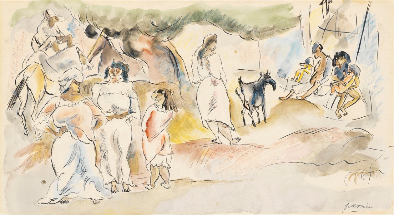 Jižní postavy a koza od Jules Pascin