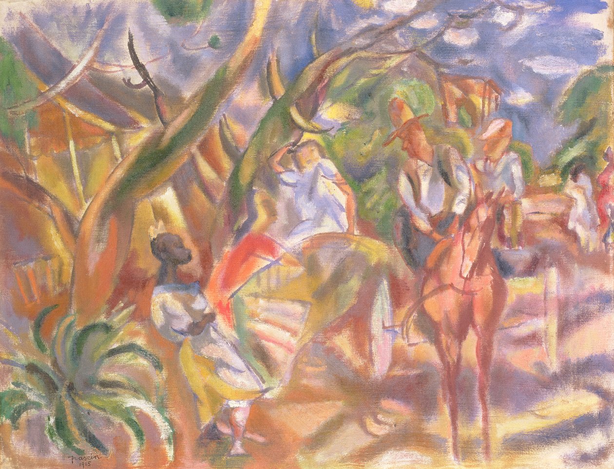 Jižní scéna s mužem řídit kočár, 1915 od Jules Pascin
