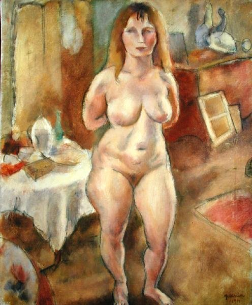 Stojící nahá v pokoji od Jules Pascin