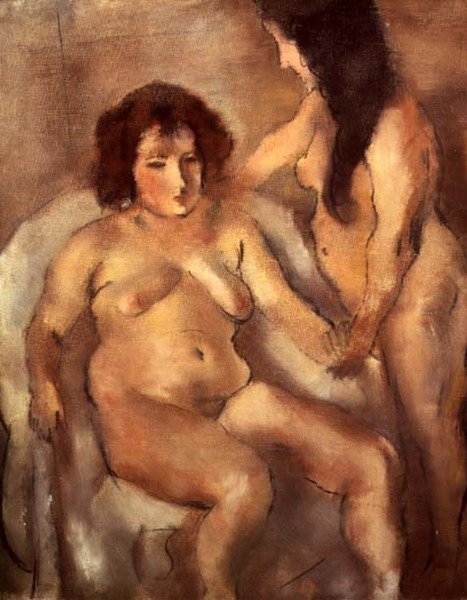 Dvě nahé ženy (The Bordello) kolem roku 1919 (olej na plátně) od Jules Pascin