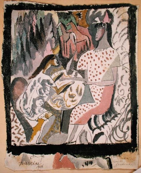 Dvě ženy u kruhového stolu, Jižní Karolína od Jules Pascin