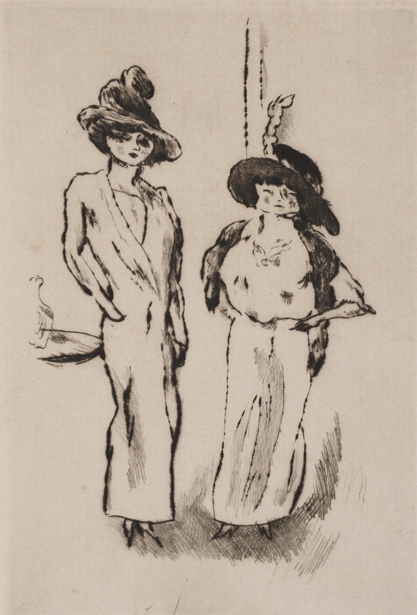Dvě ženy na plese, kolem roku 1910 (lept) od Jules Pascin