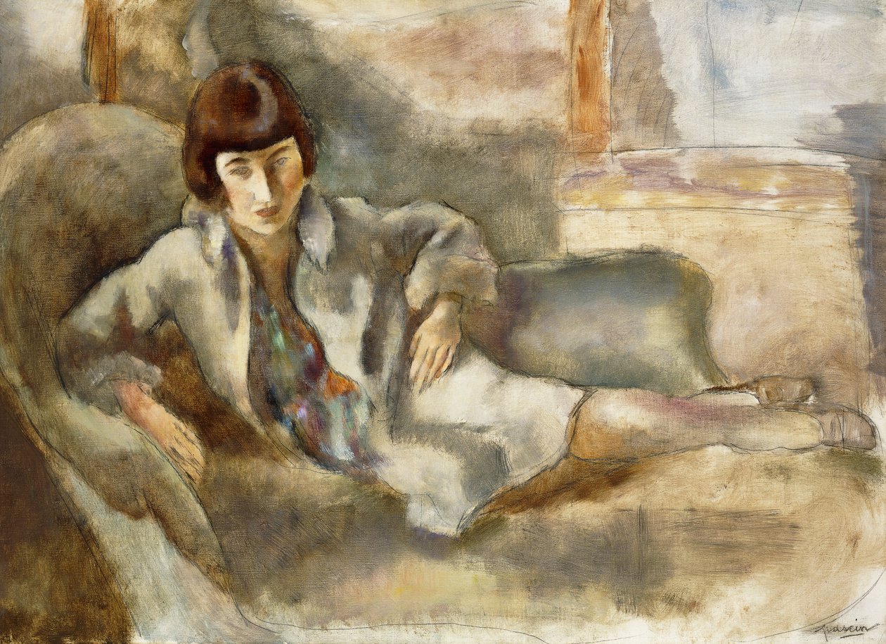 Žena na gauči; La Dame au Canape, kolem roku 1927 od Jules Pascin