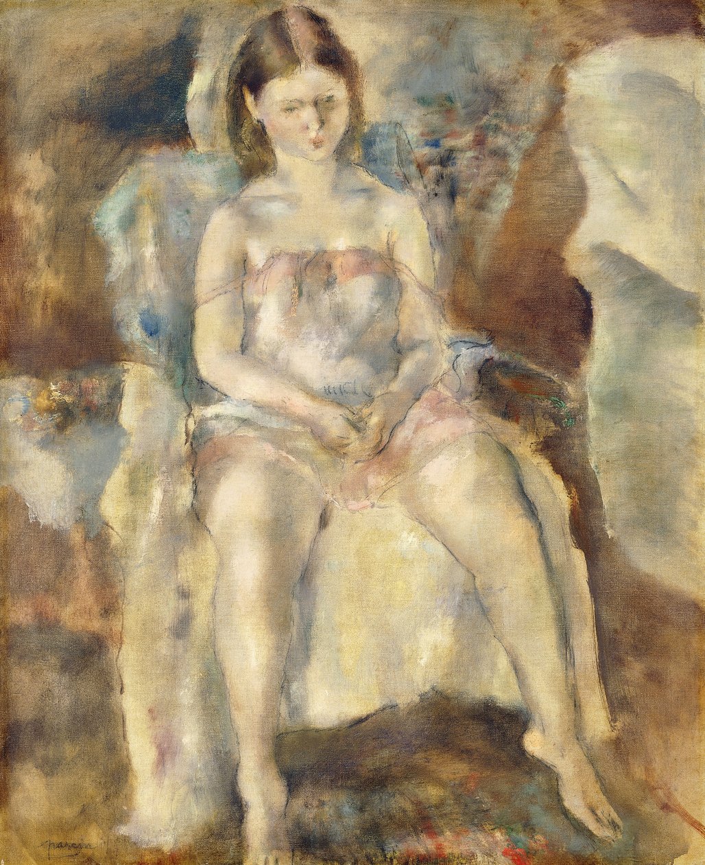 Mladá dívka sedící od Jules Pascin