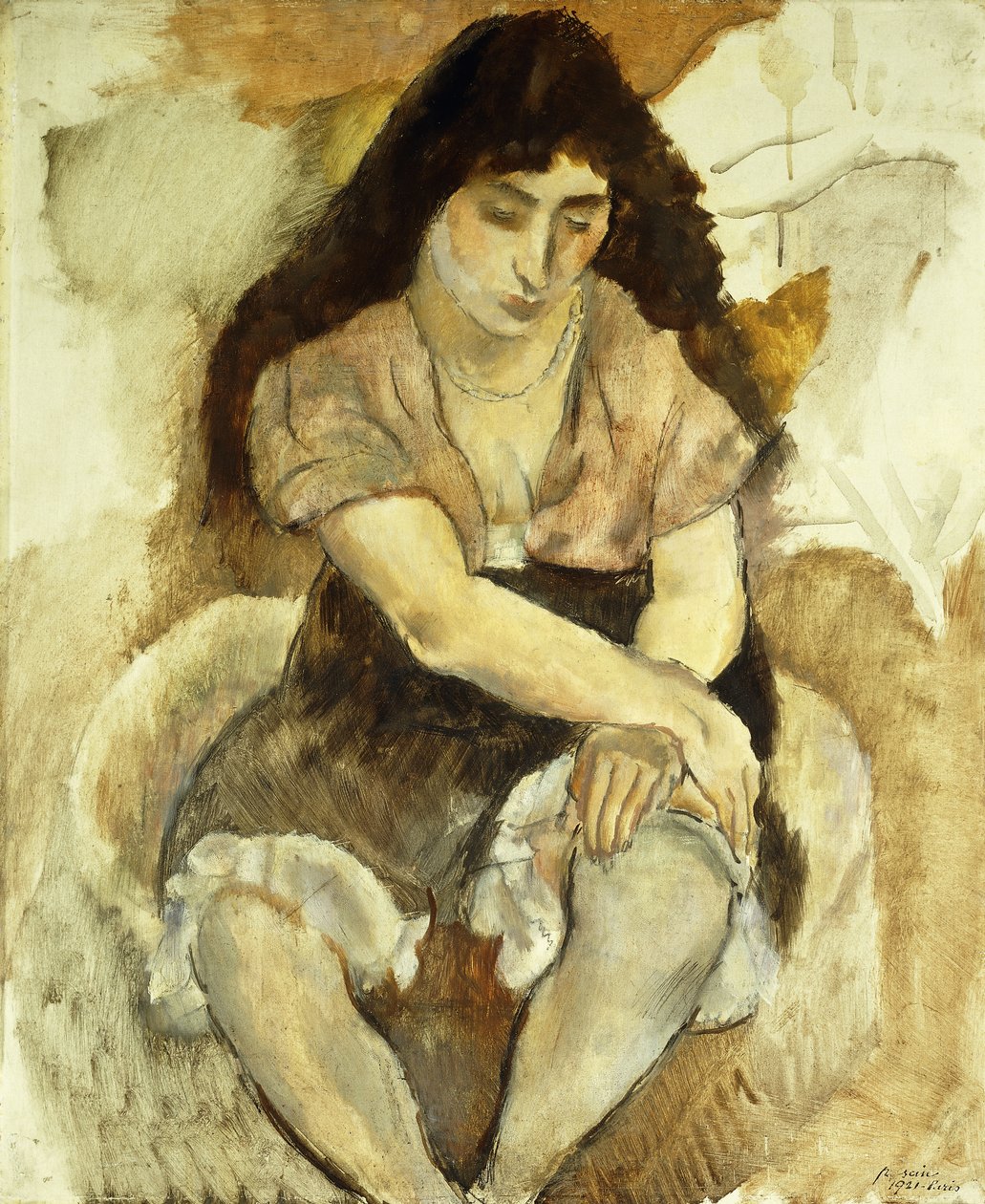 Mladá žena sedící; Sedící mladá dívka, 1921 od Jules Pascin