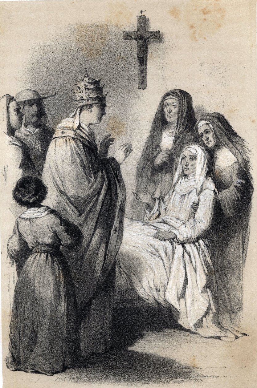 Zastoupení svaté Kláry (Chiary) z Assisi (asi 1192-1253), zakladatelky řeholního řádu klarisek v „The Ilustrious Women of Europe“. Hraběnka Drohojowská, rozená Symon z Latreiche. Nádherné kresby Julese Davida a Raunheima. kolem roku 1850 od Jules and Raunheim Hermann David